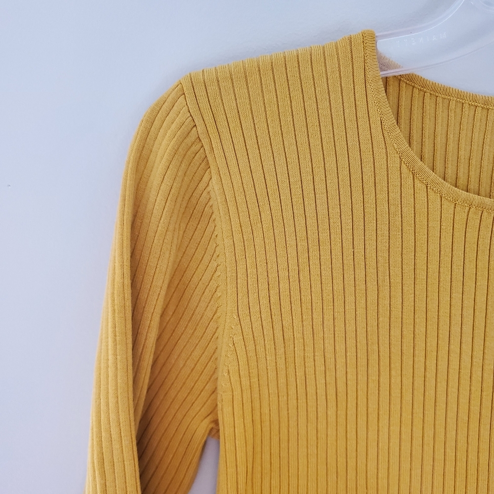 Mustard Yellow Ribbed Crop Top - Picture 6 of 10